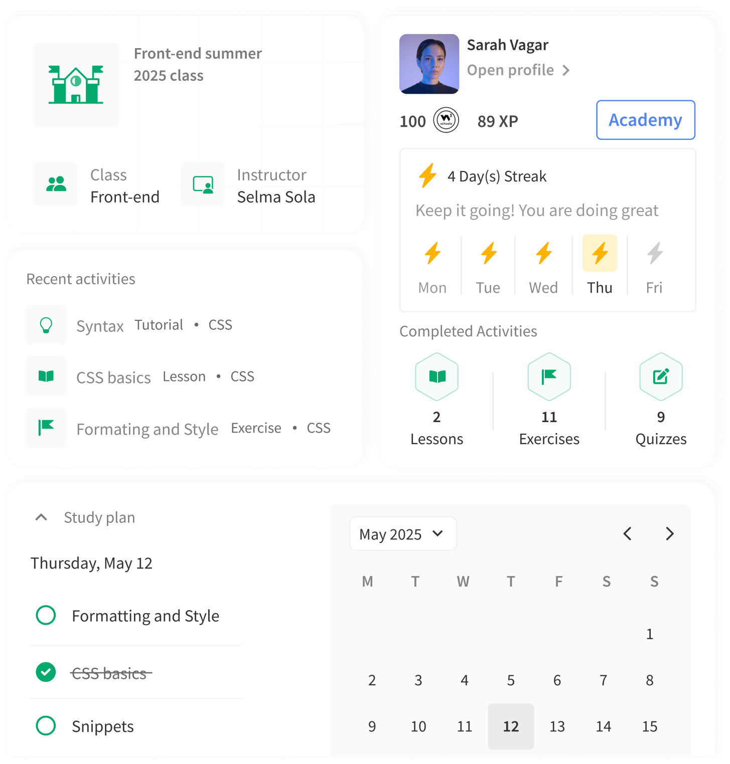 Student Dashboard Interface